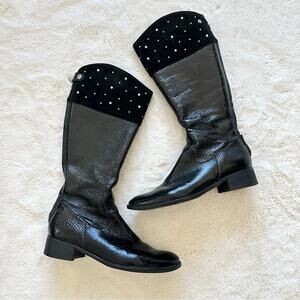 Women leather  high boots with natural fur inside size 6